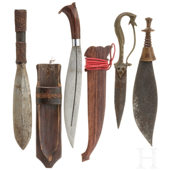 Four Asian and African knives, circa 1900 and later