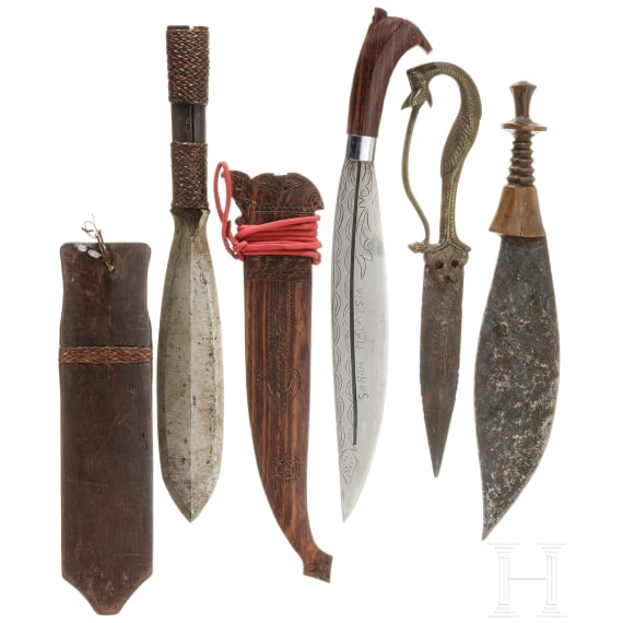 Four Asian and African knives, circa 1900 and later
