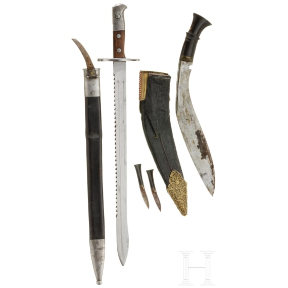 A Nepalese presentation kukuri, 19th/20th century, and a bayonet