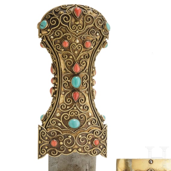 A Sino-Tibetan dagger in casket, 20th century
