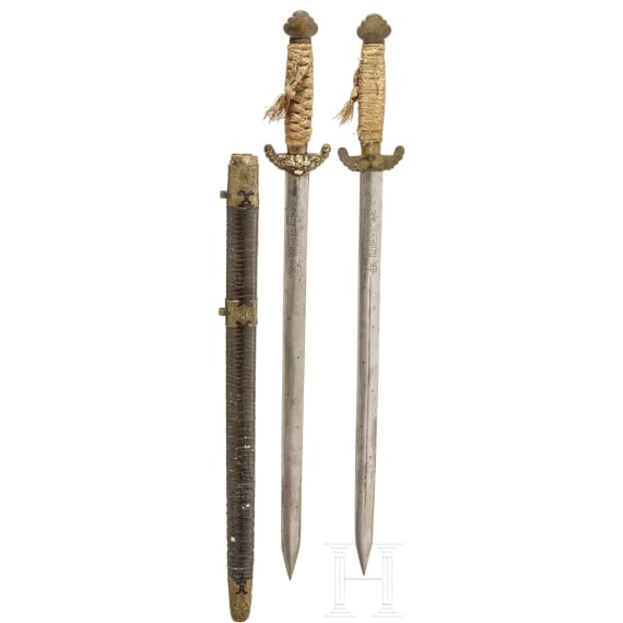 A Chinese double sword, circa 1900