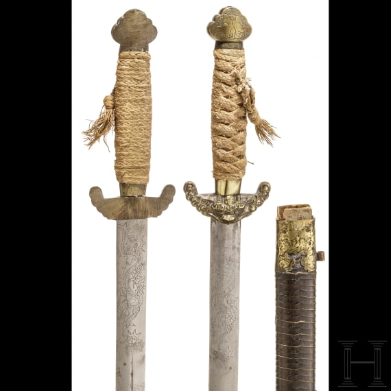 A Chinese double sword, circa 1900