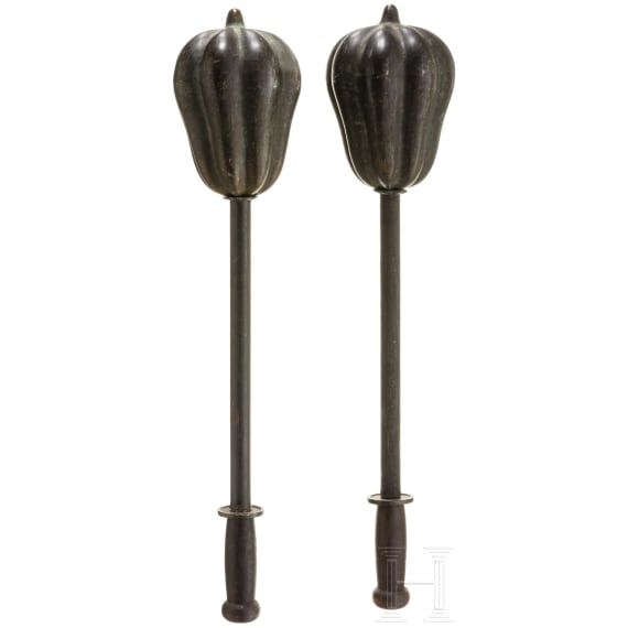 A pair of Chinese maces, circa 1900