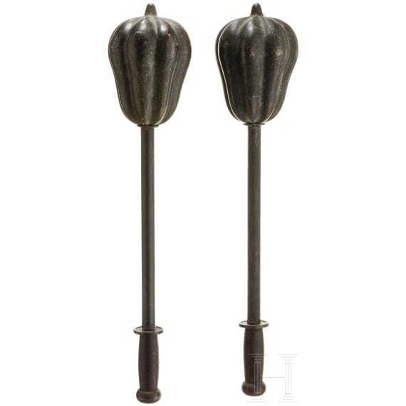 A pair of Chinese maces, circa 1900