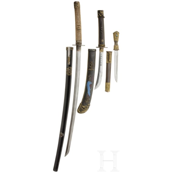 Three Chinese edged weapons, 20th century