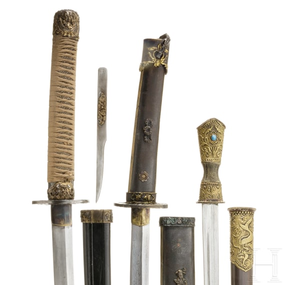 Three Chinese edged weapons, 20th century