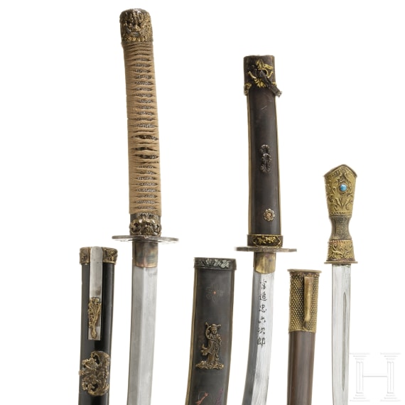 Three Chinese edged weapons, 20th century