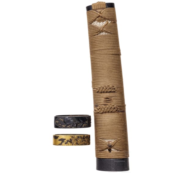 A Japanese tsuka and two fuchi, Edo period