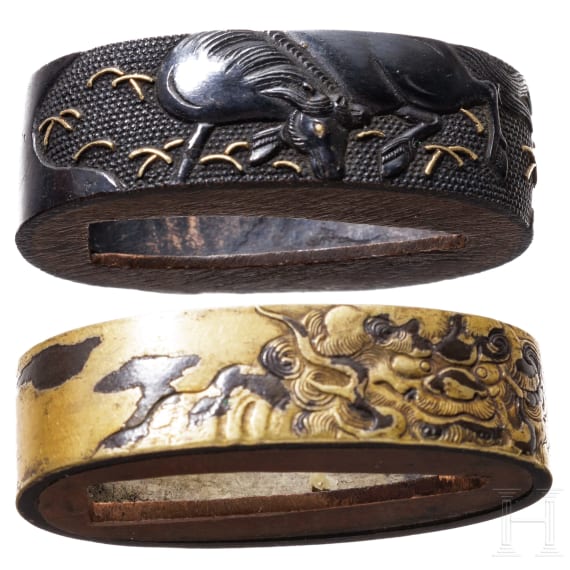 A Japanese tsuka and two fuchi, Edo period