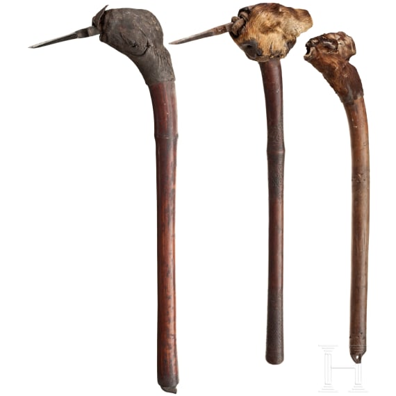 Three Indonesian(?) axes, ca. 1900