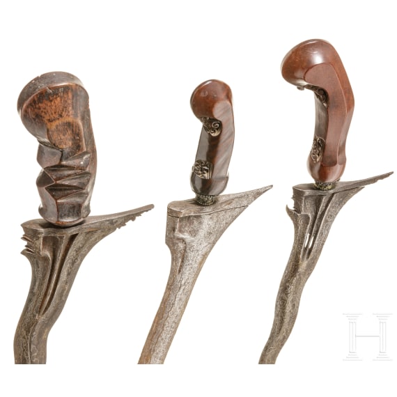 Three Indonesian kerises, circa 1900