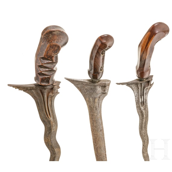 Three Indonesian kerises, circa 1900
