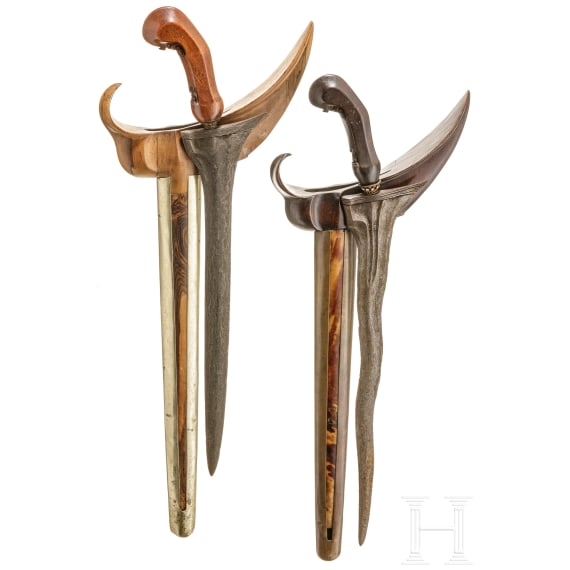 Two Indonesian Java kerises, circa 1900