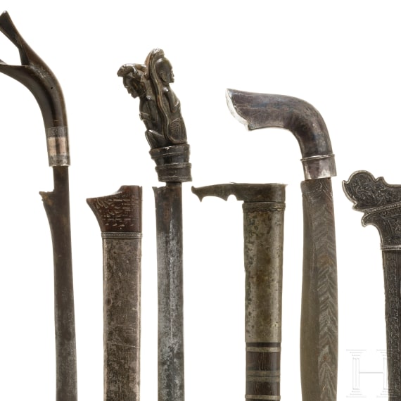 Three Malaysian golok, 19th century