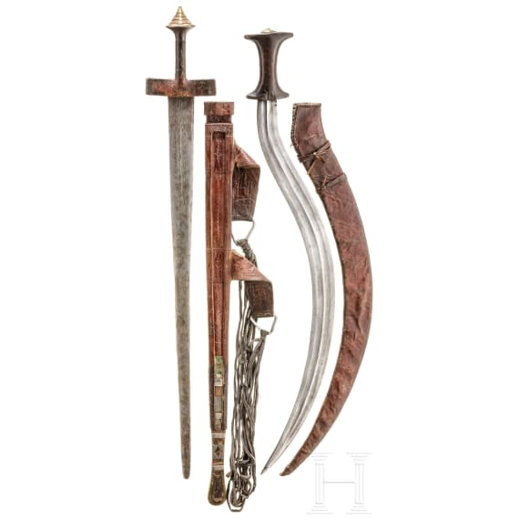 Two North African swords (a khaskara and a shotel), circa 1900