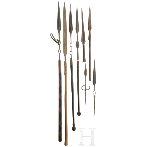 A small collection of spears and spearheads