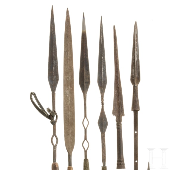 A small collection of spears and spearheads