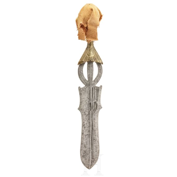 A Congolese club-knife (poto) with rattan-wrapped pommel