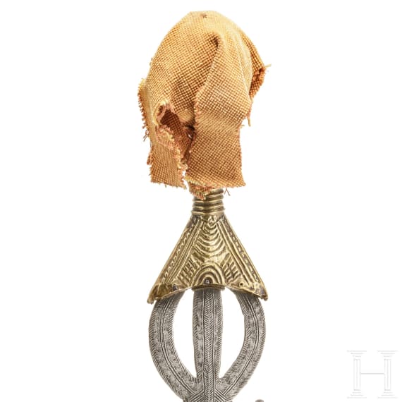 A Congolese club-knife (poto) with rattan-wrapped pommel