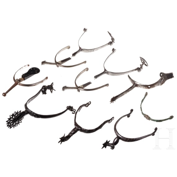 A small collection of spurs, 17th to 20th century