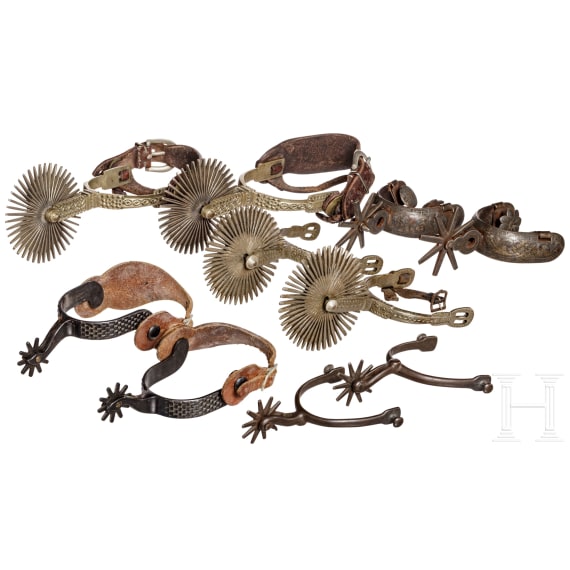 A collection of US American and Mexican spurs, 19th/20th century