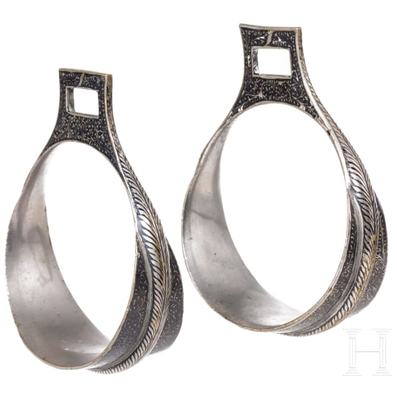 A pair of Indo-Persian stirrups, 19th century