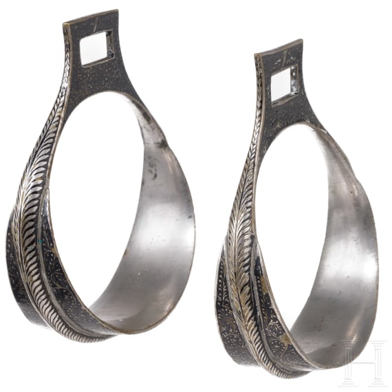 A pair of Indo-Persian stirrups, 19th century