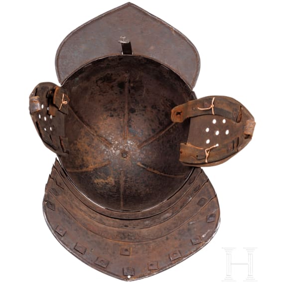 A German lobster-tailed helmet, circa 1630 and later
