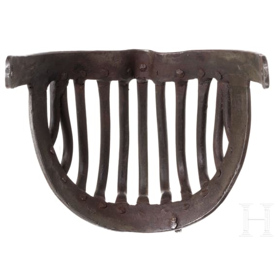 A visor for a helmet worn at the Gioco del Ponte, Pisa, 16th/17th century