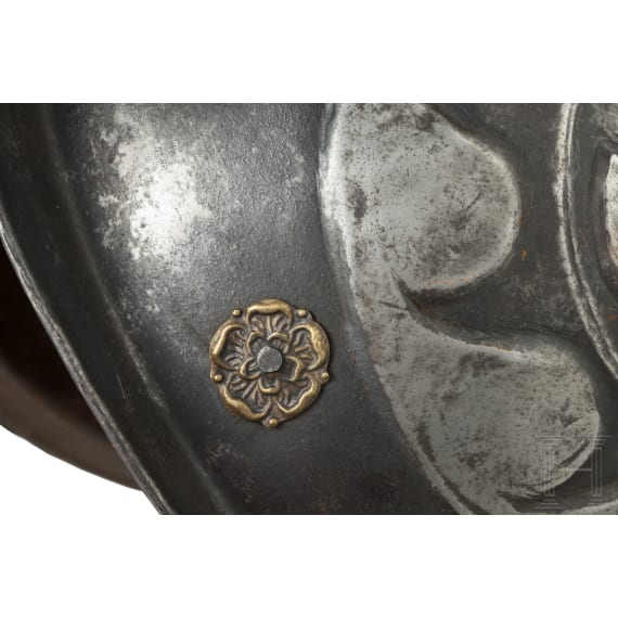 A back and white morion, collector's replica in the style of the 16th century