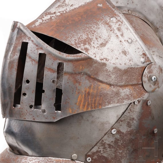 Two helmets, modern collector's replicas in the style of the 15th and 16th century