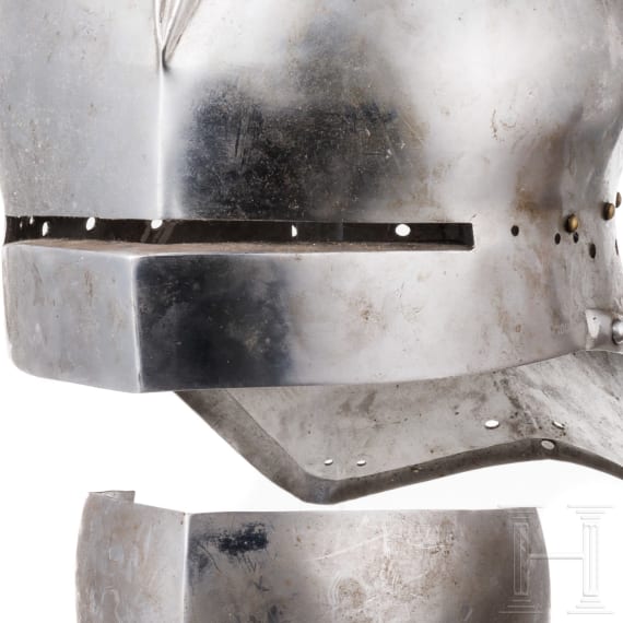 Two helmets, modern collector's replicas in the style of the 15th and 16th century