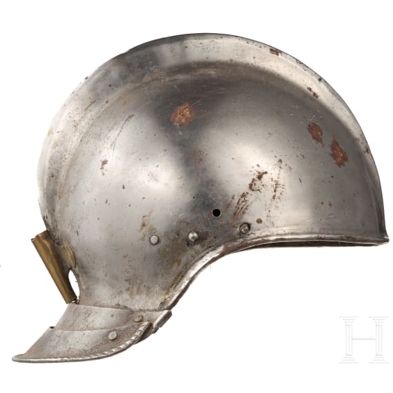 A part of a helmet and a gauntlet, historicism in the style of the 16th century