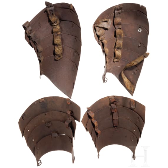Two pairs of German pauldrons, late 16th century