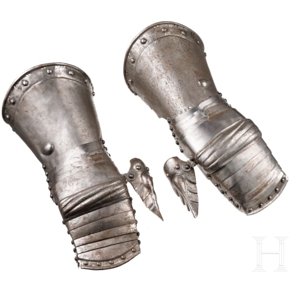 A pair of German gauntlets, historicism using some old parts, circa 1900