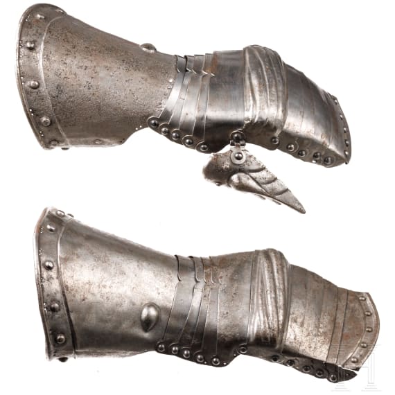 A pair of German gauntlets, historicism using some old parts, circa 1900