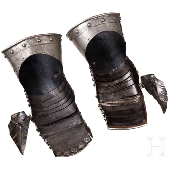 A pair of German gauntlets, historicism using some old parts, circa 1900