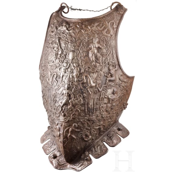 A cast iron breast plate, historicism in the style of the 16th century