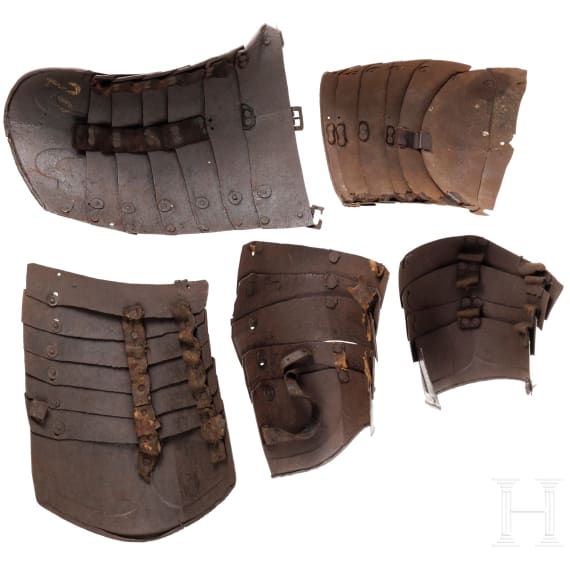 A collection of German armour parts, 2nd half of the 16th century