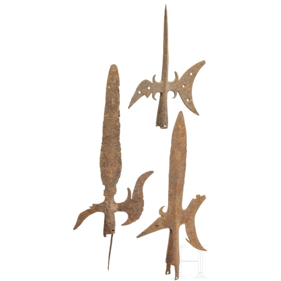 Three German halberd blades, 17th century