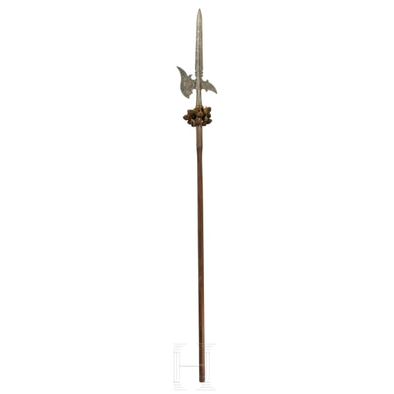 An etched bodyguard's halberd, collector's replica in the style of the 16th century