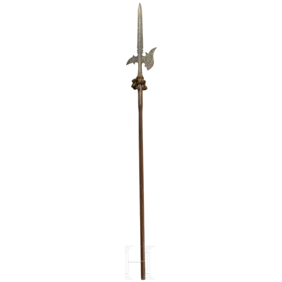 An etched bodyguard's halberd, collector's replica in the style of the 16th century