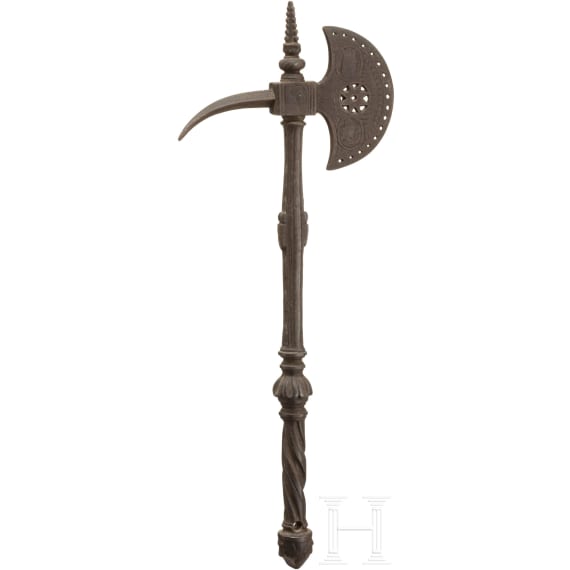 A cast iron battle axe, historicism in the style of the 16th century