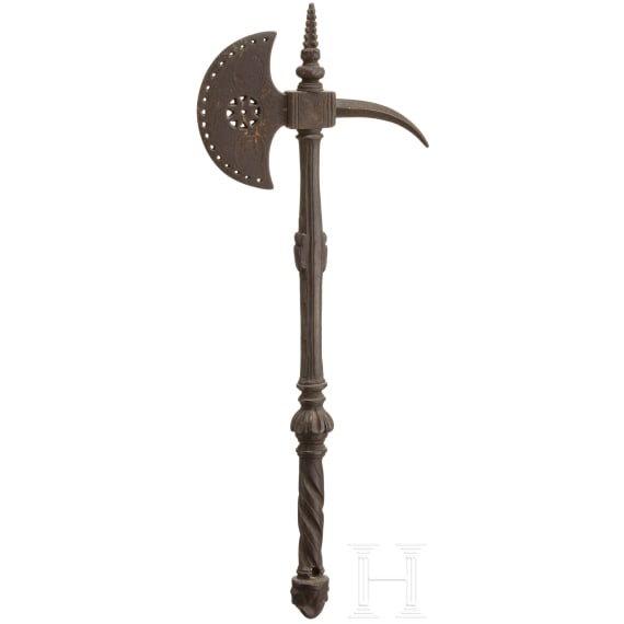 A cast iron battle axe, historicism in the style of the 16th century
