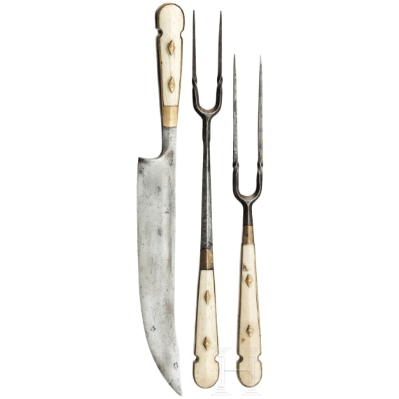 Three pieces of hunting cutlery, 1st half of the 19th century