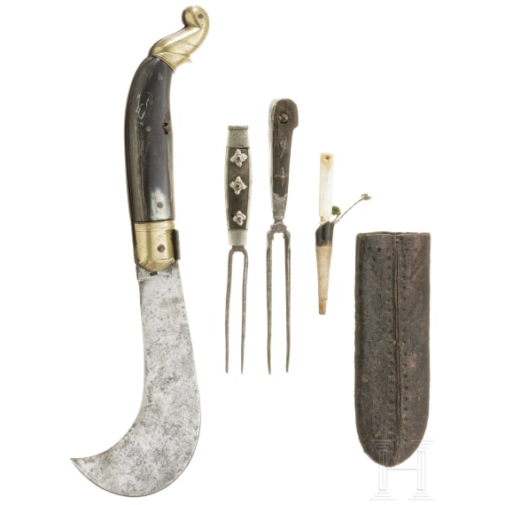 A Spanish navaja and Alpine carter's cutlery, 19th century