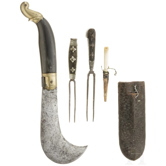 A Spanish navaja and Alpine carter's cutlery, 19th century
