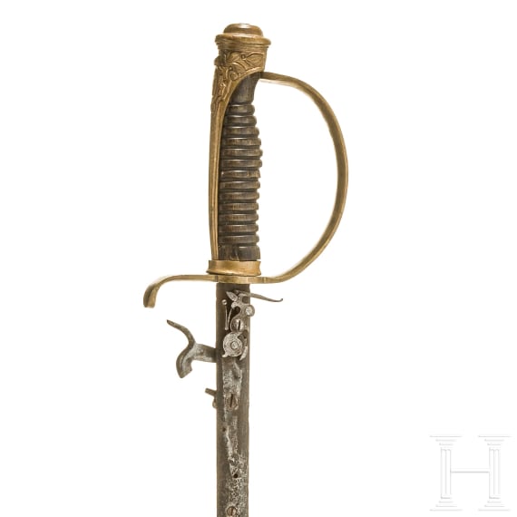 A French small sword with percussion pistol, 19th century
