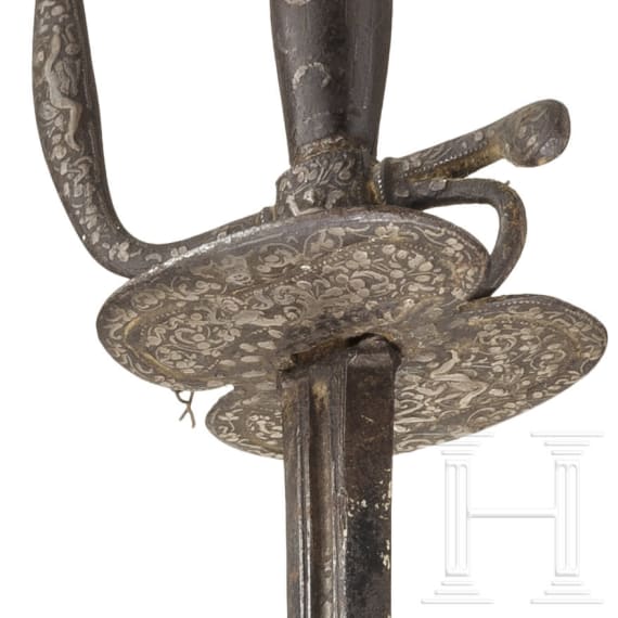 A French silver-inlaid small-sword, circa 1720