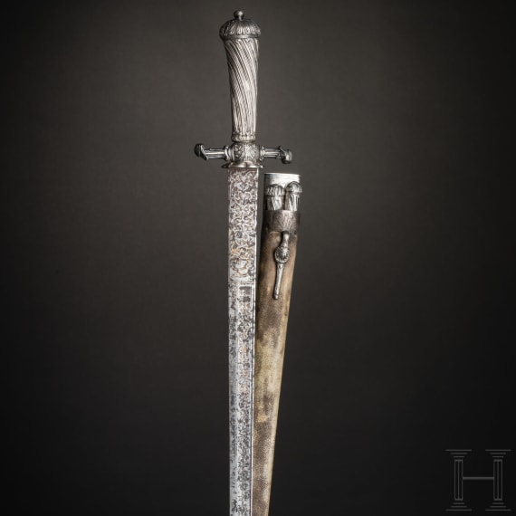 A German silver-mounted hunting hanger, circa 1760